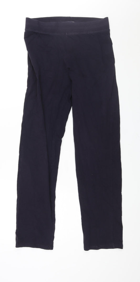 Marks and Spencer Womens Blue Cotton Jogger Trousers Size 12 L32 in Regular