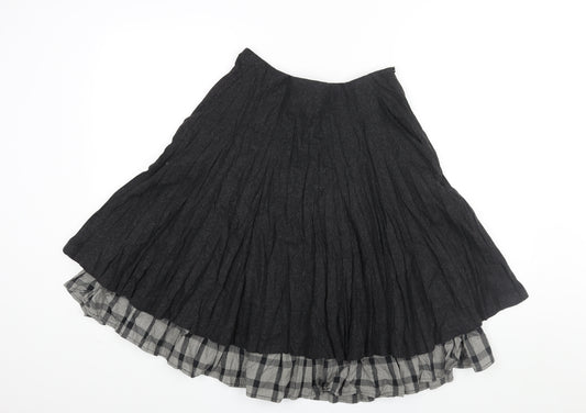 b.young Womens Black Polyester Flare Skirt Size 10 Zip - Layered