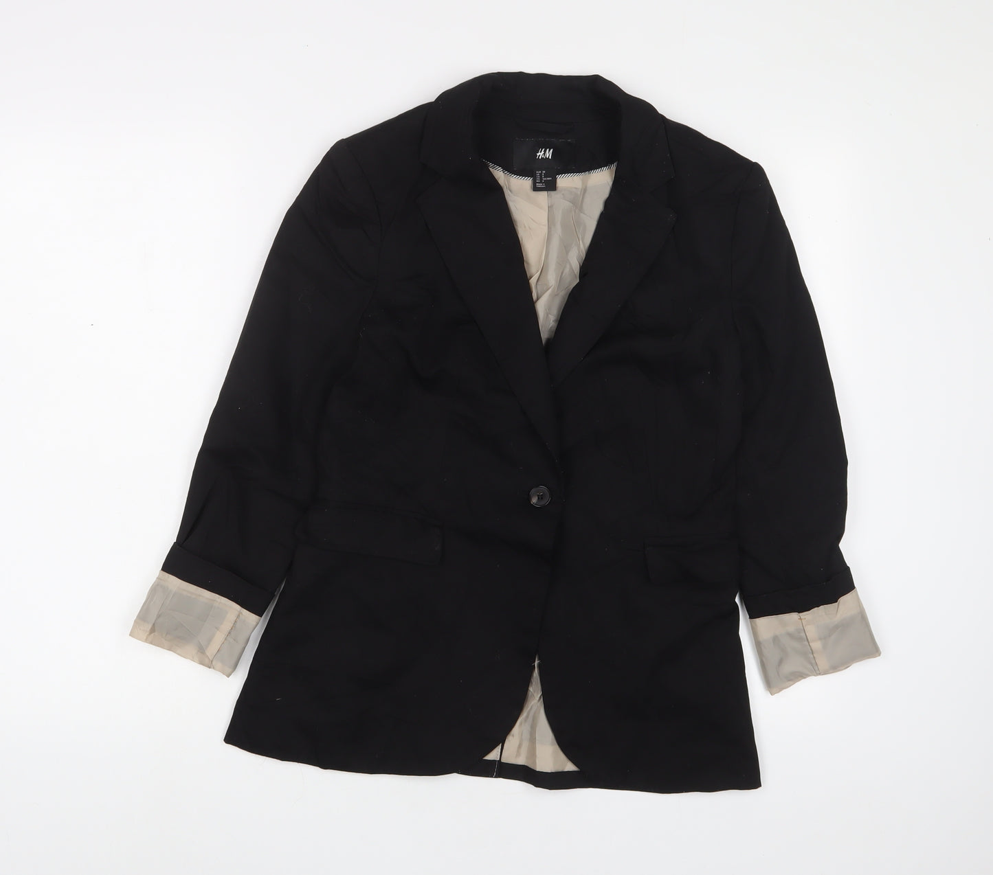 H&M Womens Black Jacket Blazer Size 10 Button