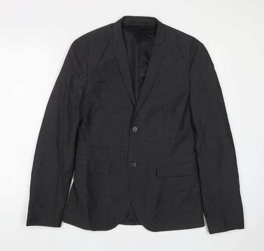 H&M Mens Black Polyester Jacket Suit Jacket Size 36 Regular