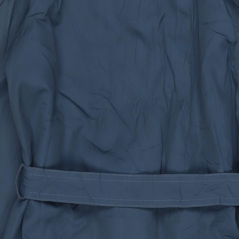 Telemac Womens Blue Overcoat Coat Size 14 Button - Belted