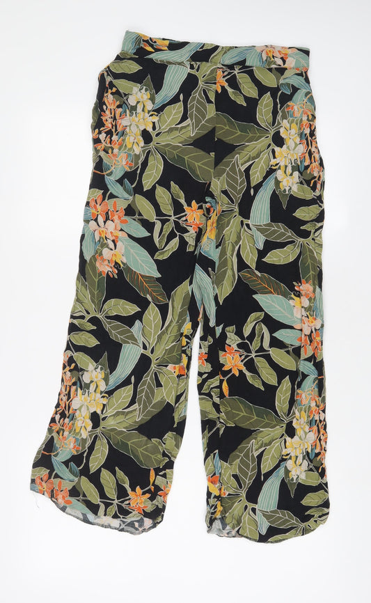 Warehouse Womens Multicoloured Floral Viscose Trousers Size 8 L24 in Regular