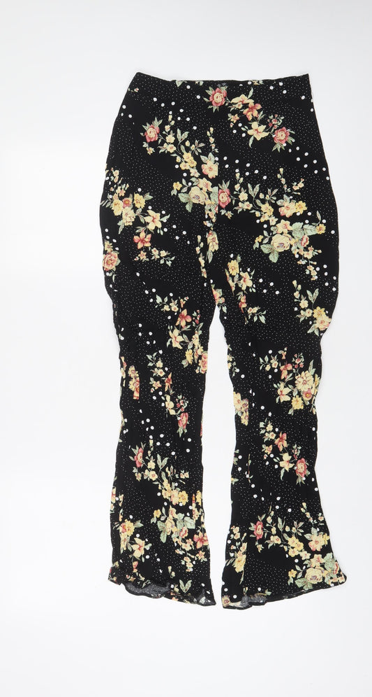 New Look Womens Multicoloured Floral Viscose Trousers Size 8 L28 in Regular Zip