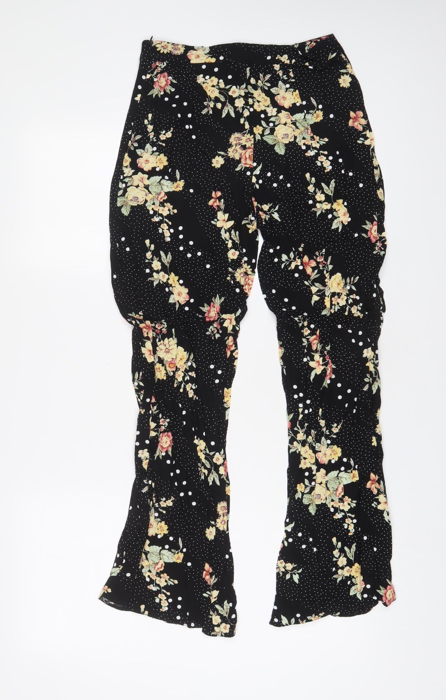 New Look Womens Multicoloured Floral Viscose Trousers Size 8 L28 in Regular Zip