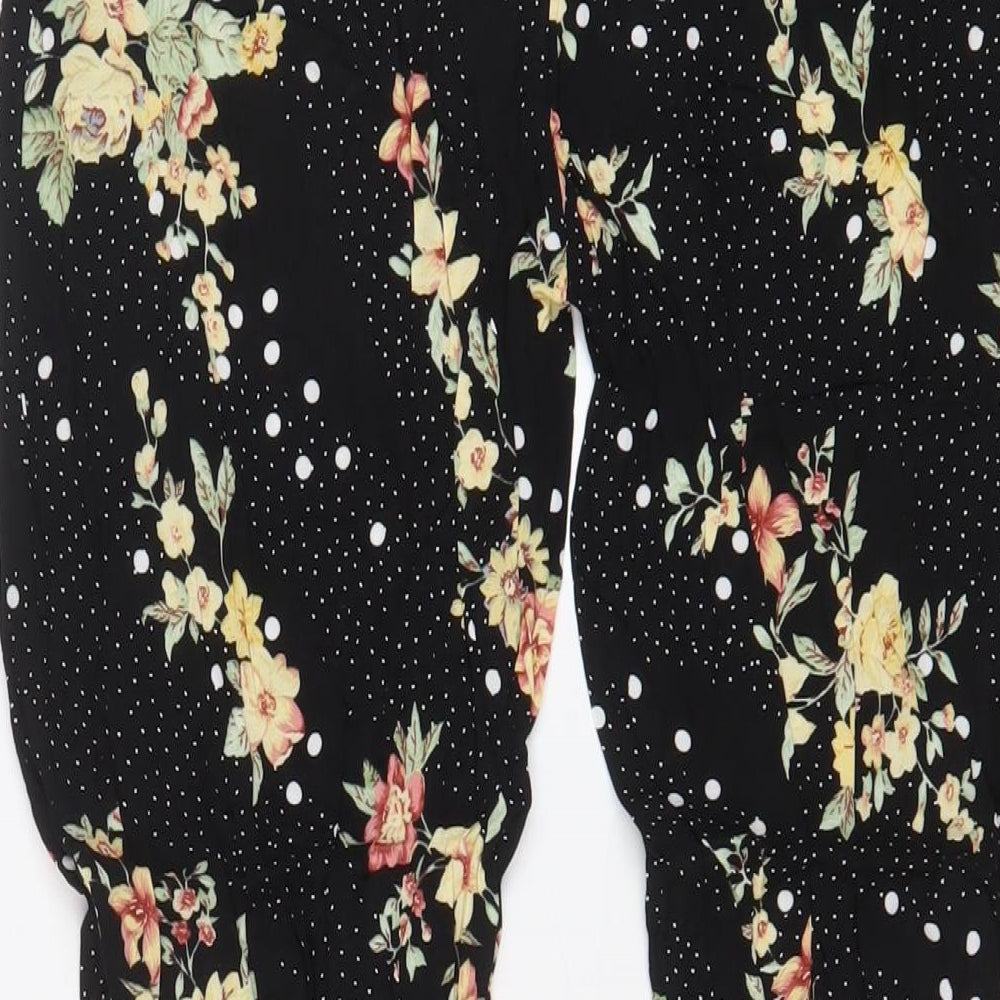 New Look Womens Multicoloured Floral Viscose Trousers Size 8 L28 in Regular Zip