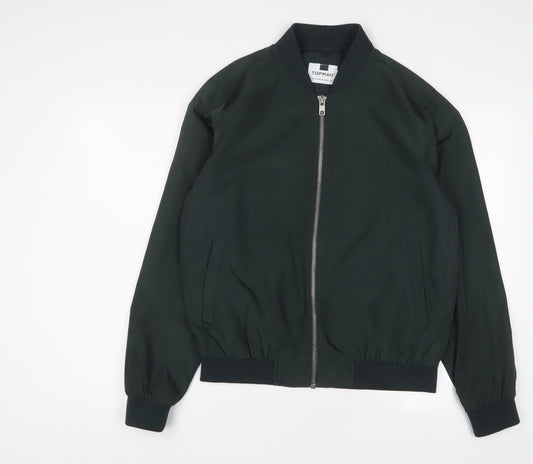 Topman Mens Green Bomber Jacket Jacket Size M Zip - Pockets