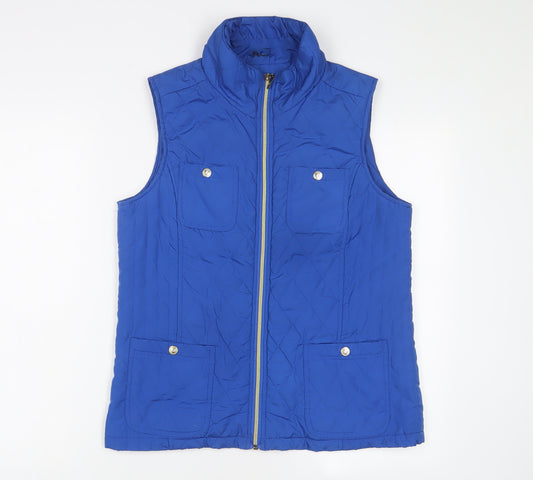 DAVID EMANUEL Womens Blue Gilet Jacket Size 12 Zip