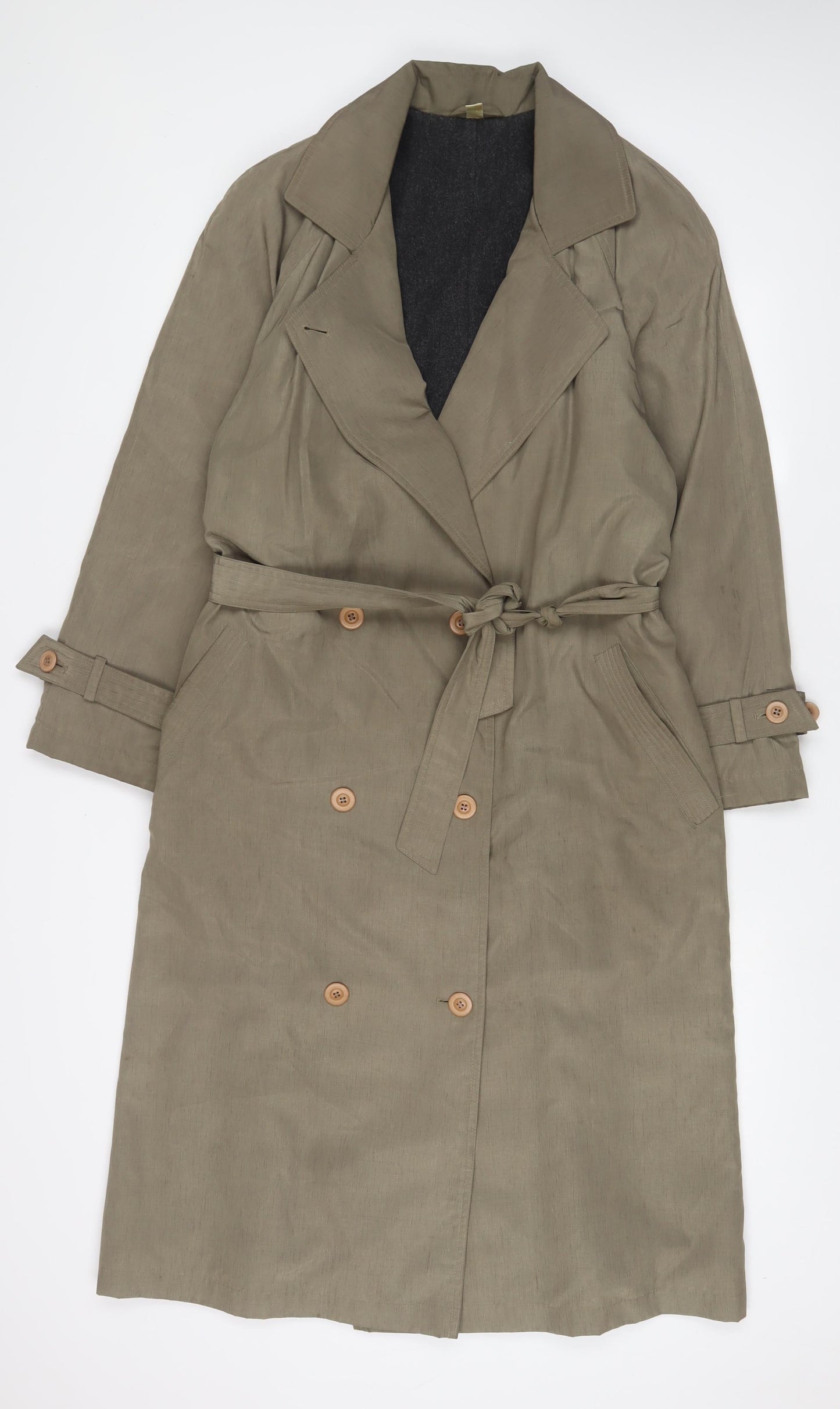 C&A Womens Green Overcoat Coat Size 12 Button - Belted