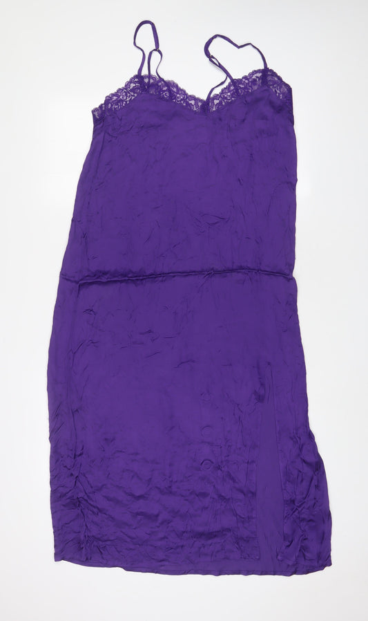 NEXT Womens Purple Solid Viscose Cami Dress Size 12 - Lace