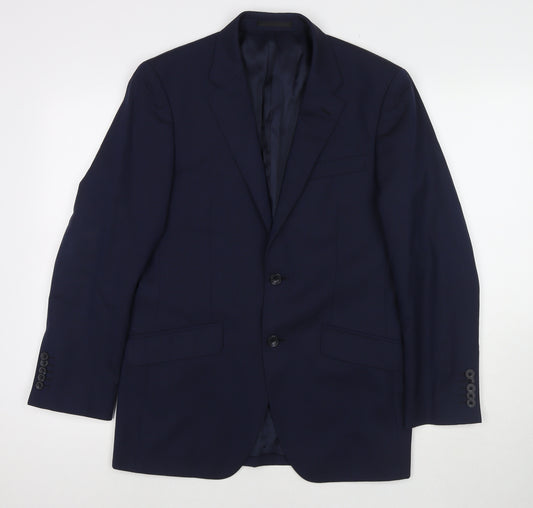 T.M.Lewin Mens Blue Wool Jacket Suit Jacket Size 36 Regular