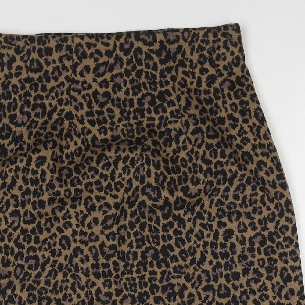 Marks and Spencer Womens Beige Animal Print Polyester Mini Skirt Size 6