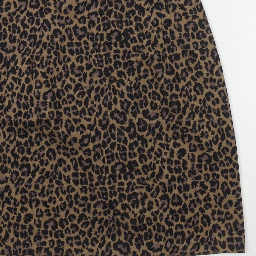 Marks and Spencer Womens Beige Animal Print Polyester Mini Skirt Size 6