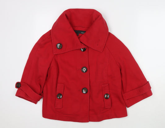 NEXT Womens Red Pea Coat Coat Size 16 Button