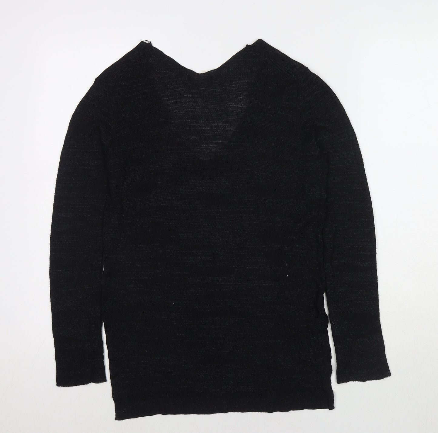 Zara Knit Womens Black V-Neck Polyester Pullover Jumper Size S