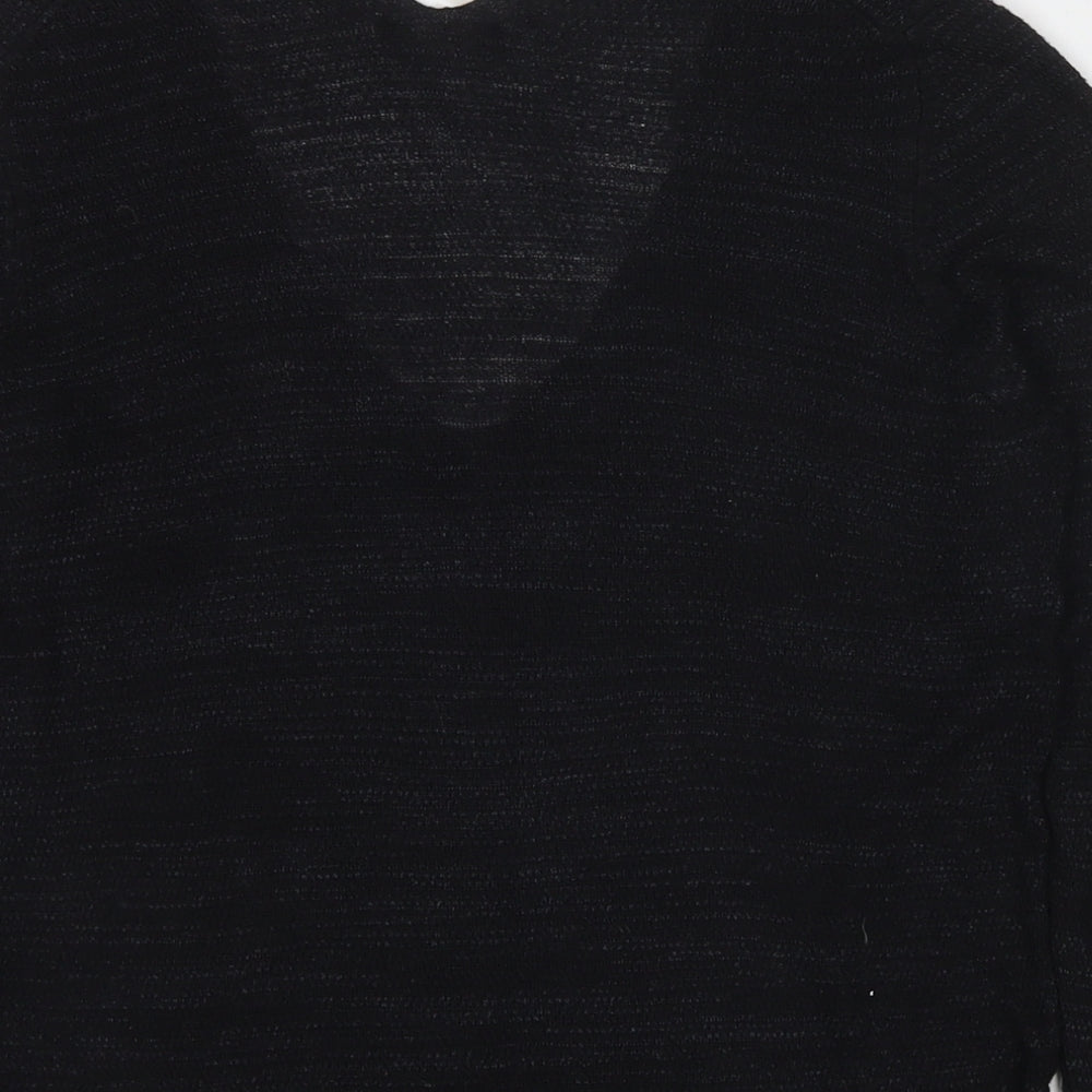 Zara Knit Womens Black V-Neck Polyester Pullover Jumper Size S