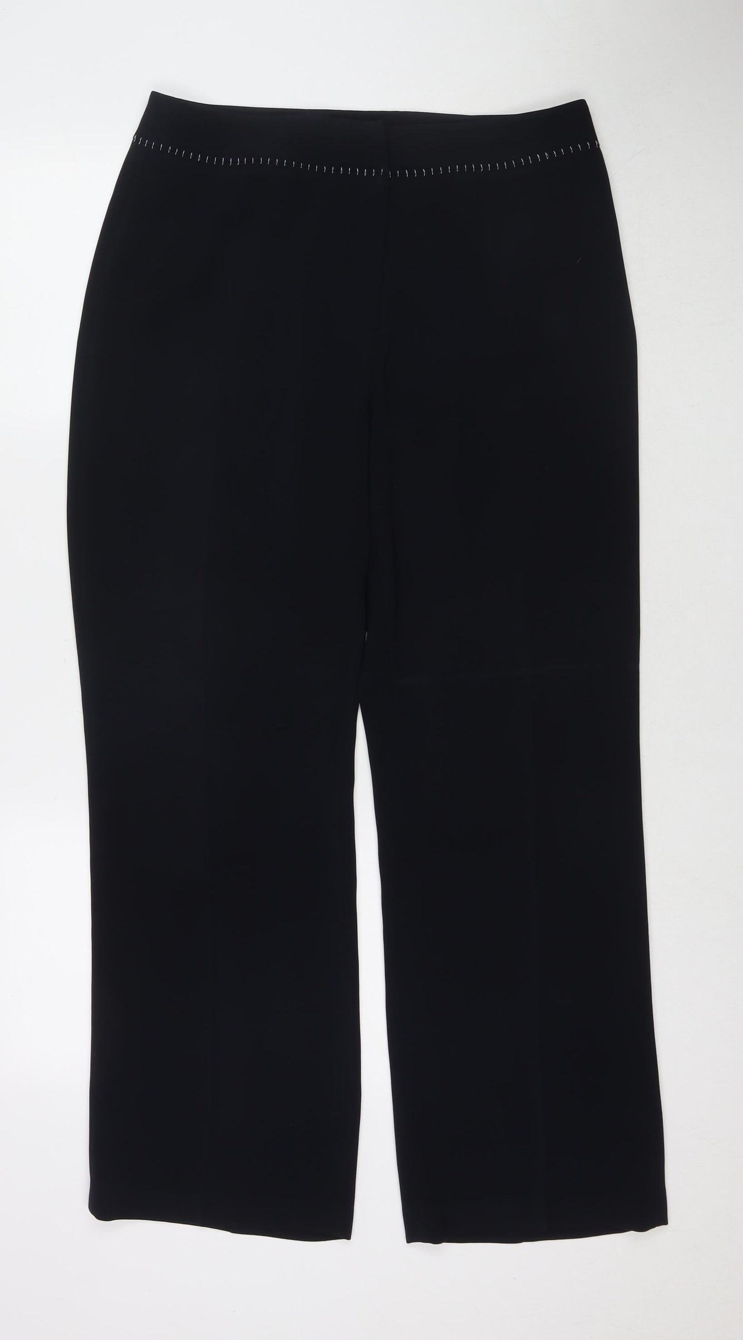 J. Taylor Womens Black Polyester Trousers Size 14 L28 in Regular Zip