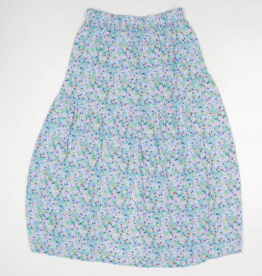 Marks and Spencer Womens Multicoloured Floral Viscose A-Line Skirt Size 8 - Side Slit(s)