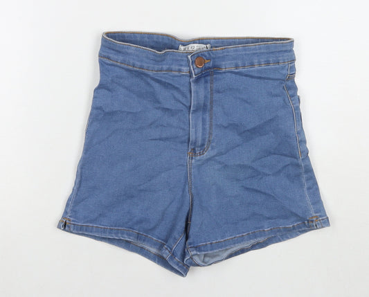 Denim & Co. Womens Blue Cotton Hot Pants Shorts Size 10 L3 in Regular Zip