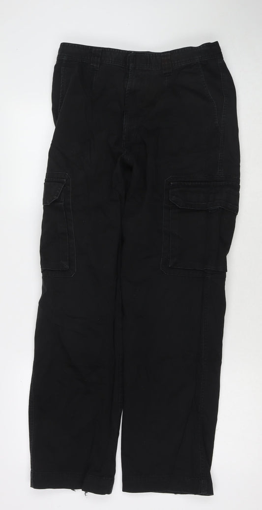 DKNY Mens Black Cotton Cargo Trousers Size 30 in L31 in Regular Zip