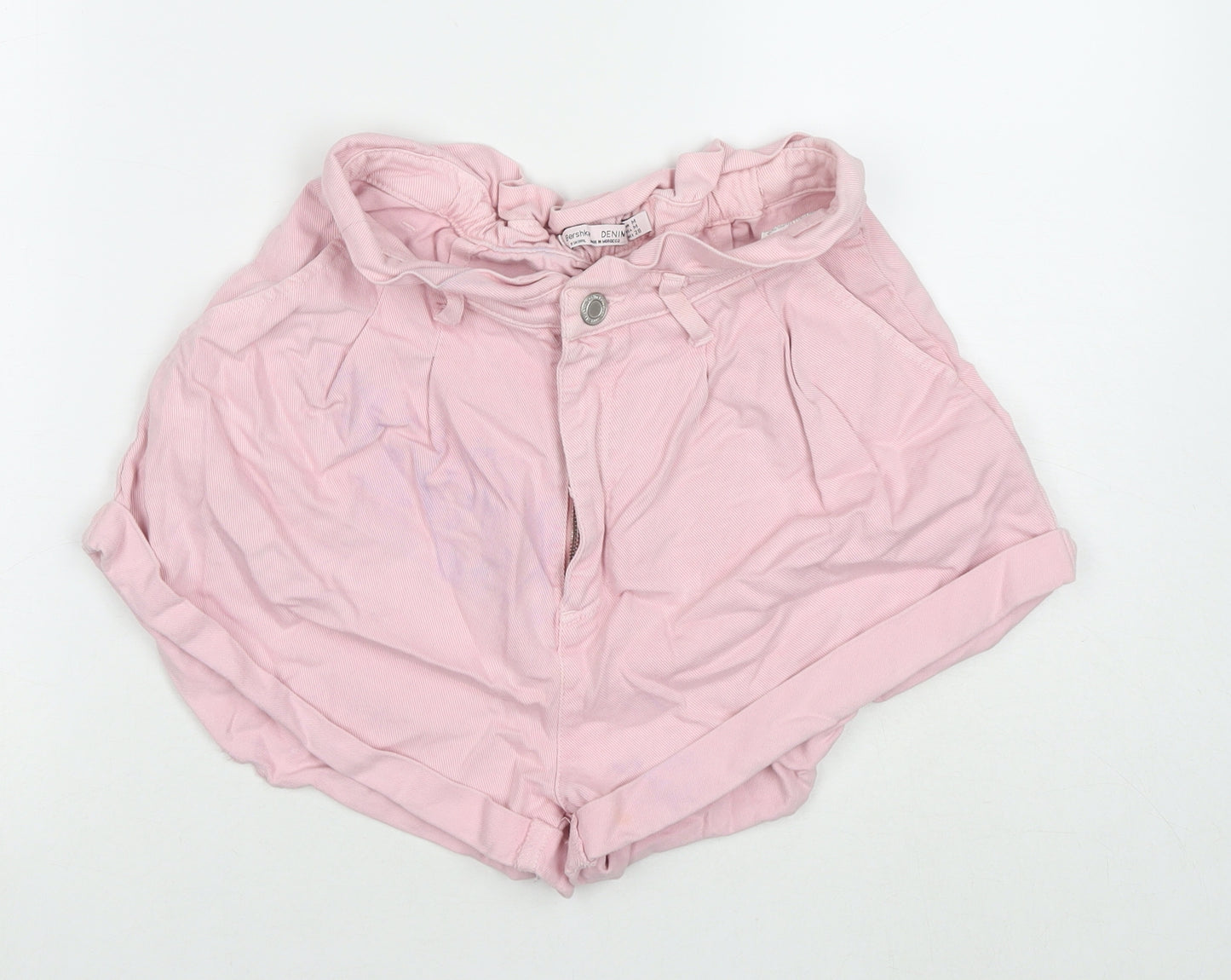 Bershka Womens Pink Cotton Hot Pants Shorts Size M L3 in Regular Zip