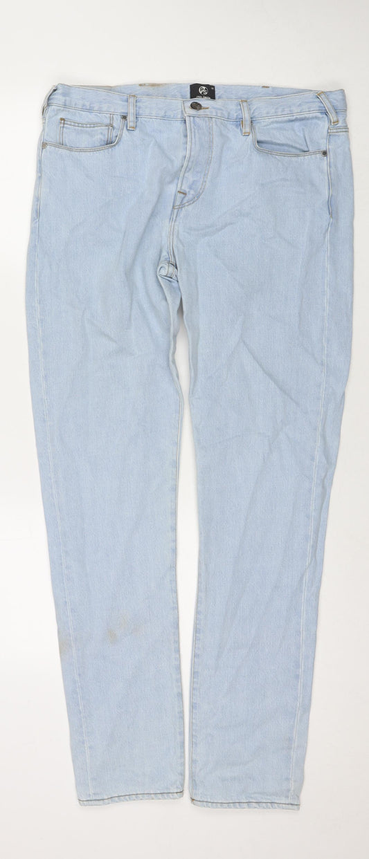 Paul Smith Mens Blue Cotton Straight Jeans Size 36 in L31 in Regular Zip