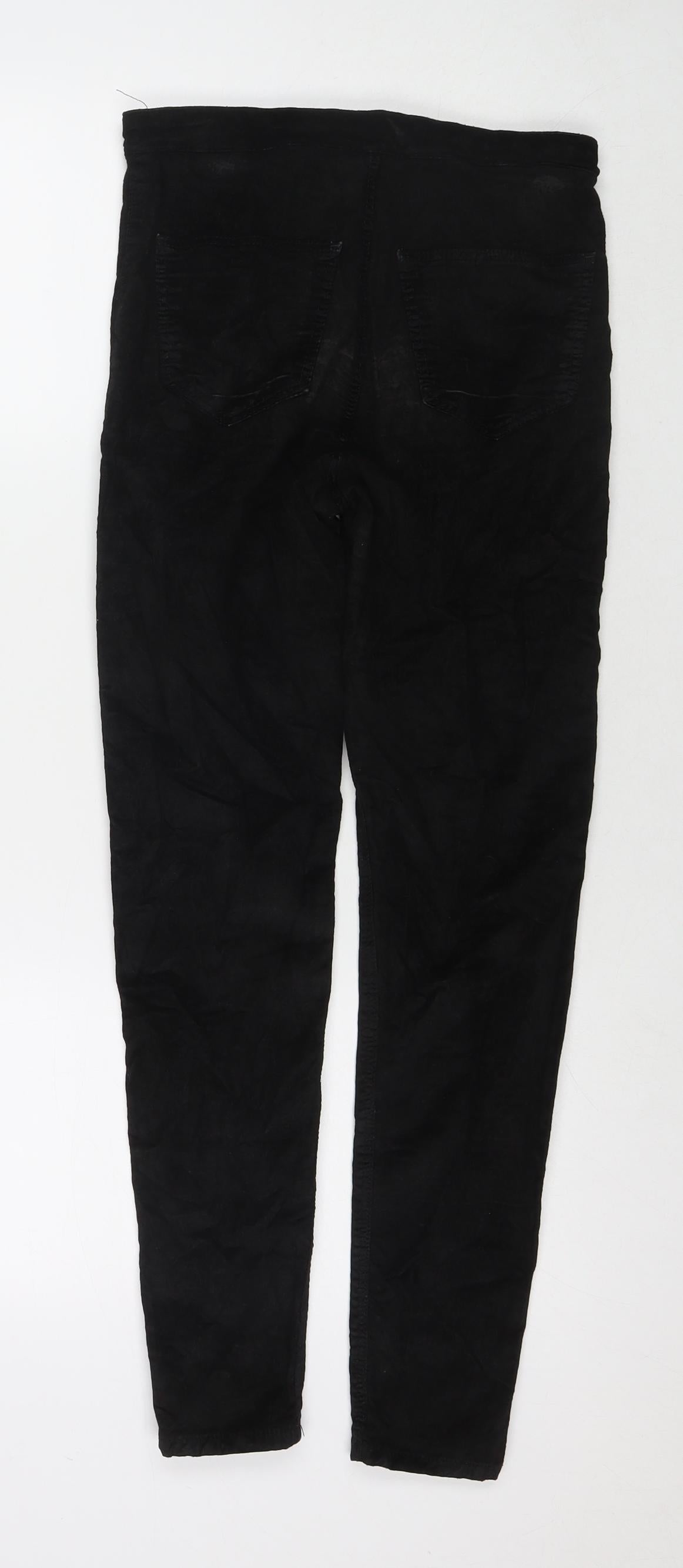 Topshop Womens Black Cotton Trousers Size 28 in L32 in Regular Zip