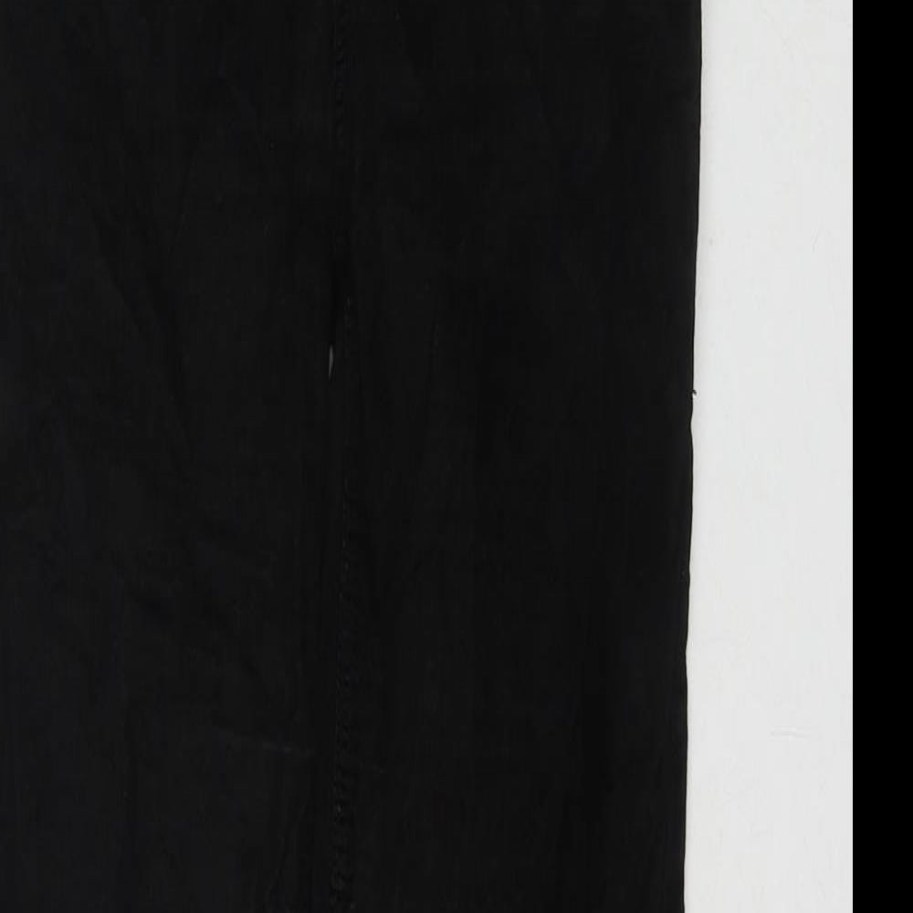 Topshop Womens Black Cotton Trousers Size 28 in L32 in Regular Zip