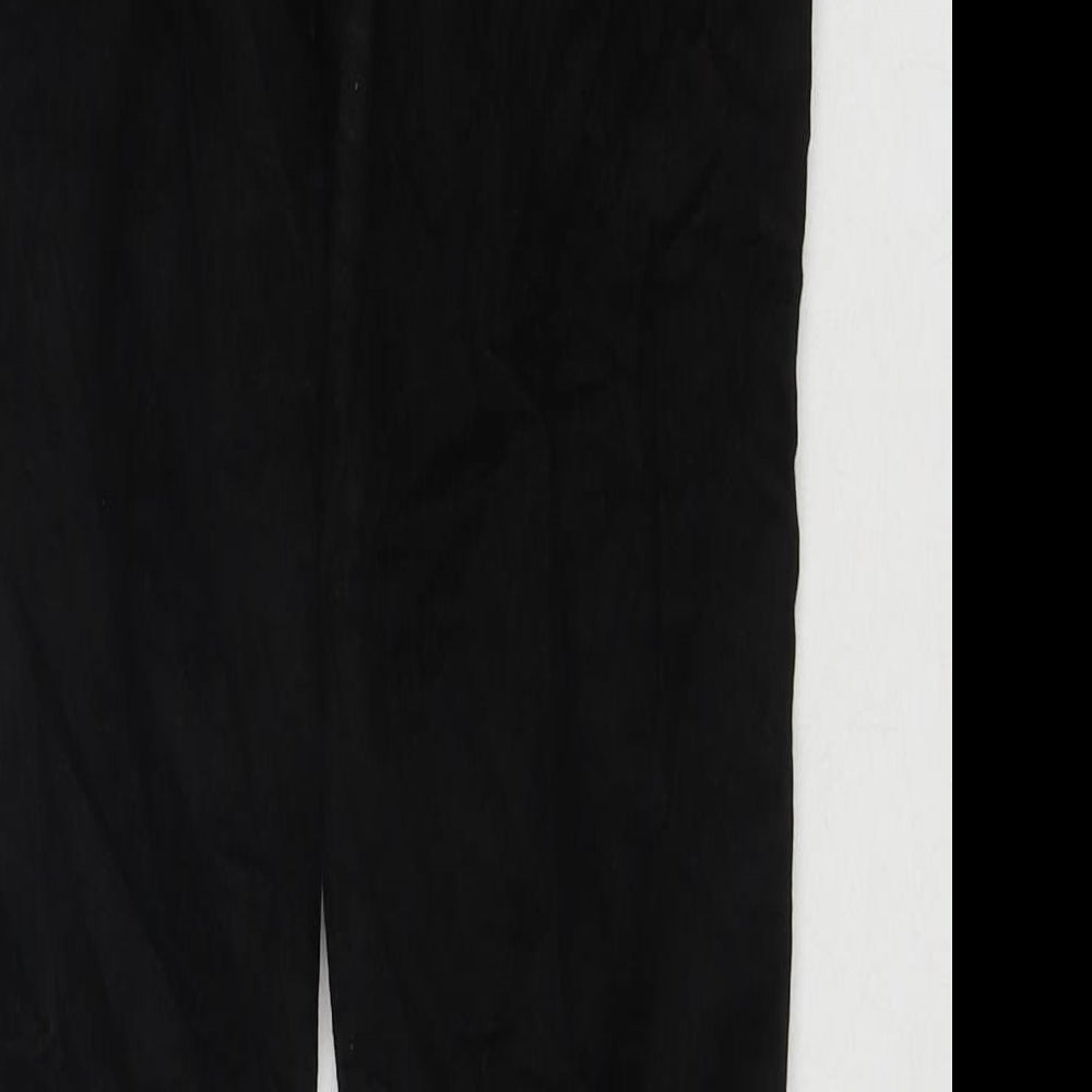 Topshop Womens Black Cotton Trousers Size 28 in L32 in Regular Zip