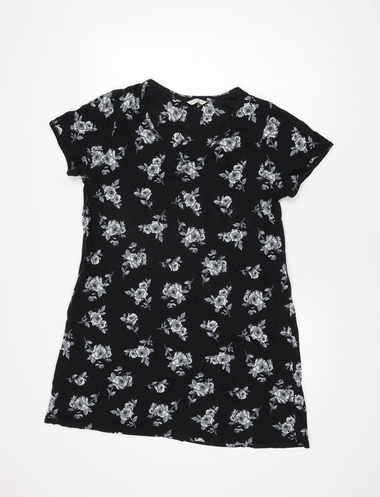 Marks and Spencer Womens Black Floral Cotton Top Dress Size 16