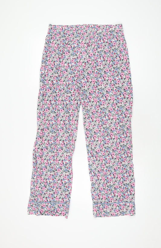 Marks and Spencer Womens Multicoloured Floral Cotton Top Pyjama Pants Size 12