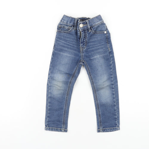 NEXT Boys Blue Cotton Skinny Jeans Size 3 Years Regular Zip