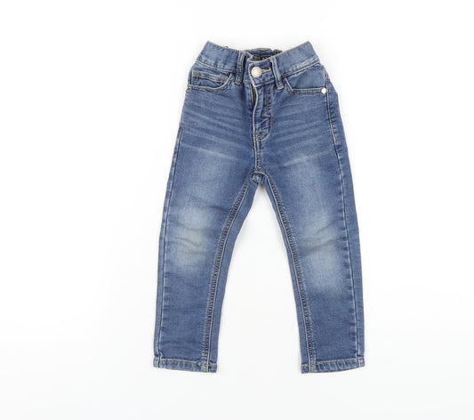 NEXT Boys Blue Cotton Skinny Jeans Size 3 Years Regular Zip