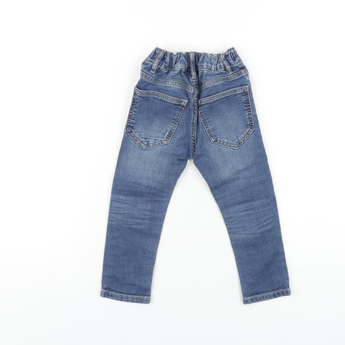 NEXT Boys Blue Cotton Skinny Jeans Size 3 Years Regular Zip