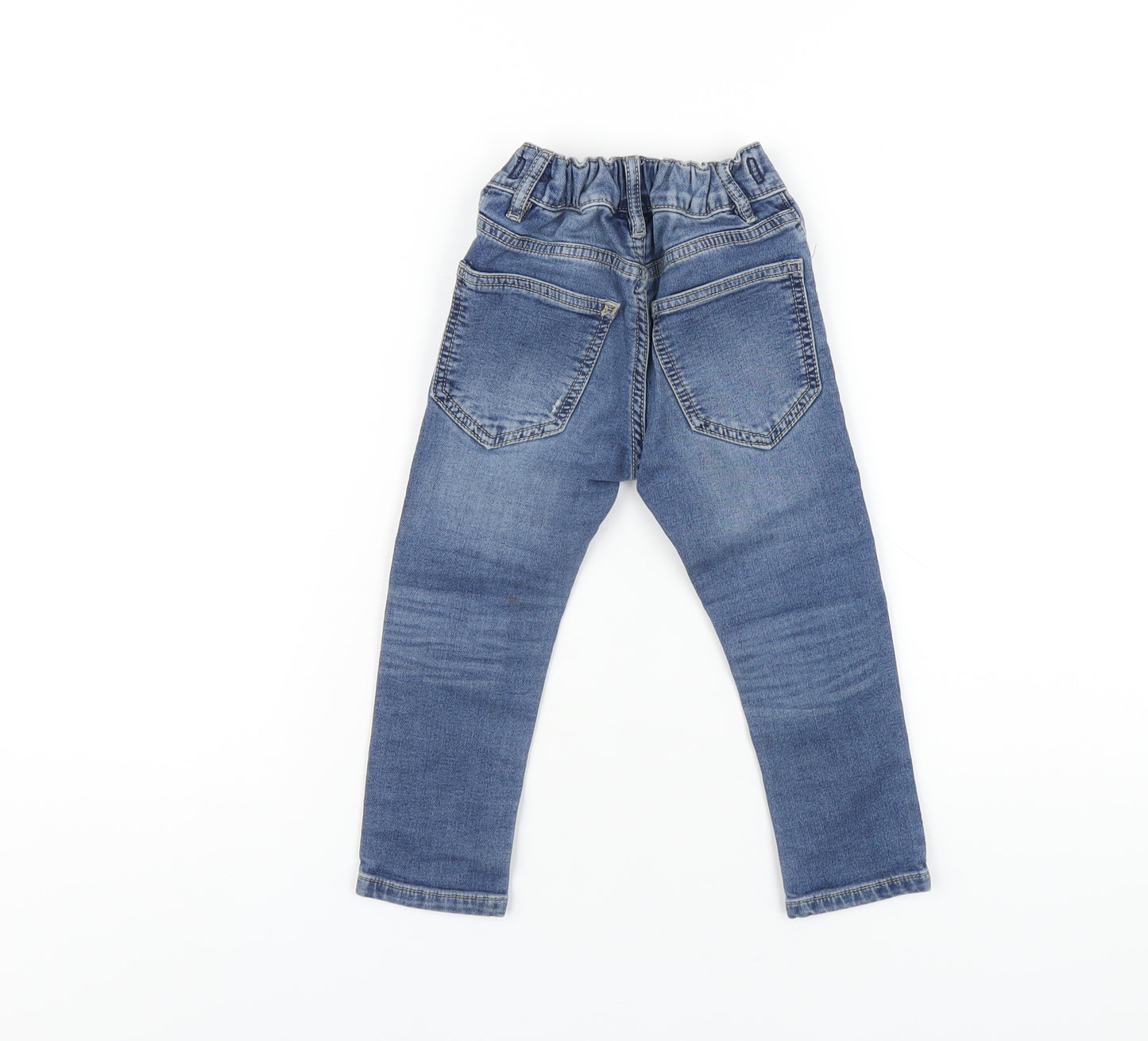 NEXT Boys Blue Cotton Skinny Jeans Size 3 Years Regular Zip