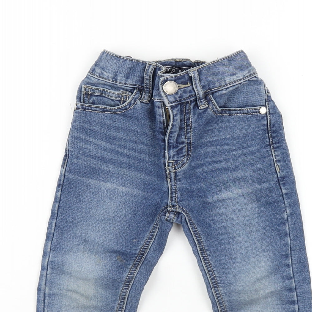 NEXT Boys Blue Cotton Skinny Jeans Size 3 Years Regular Zip