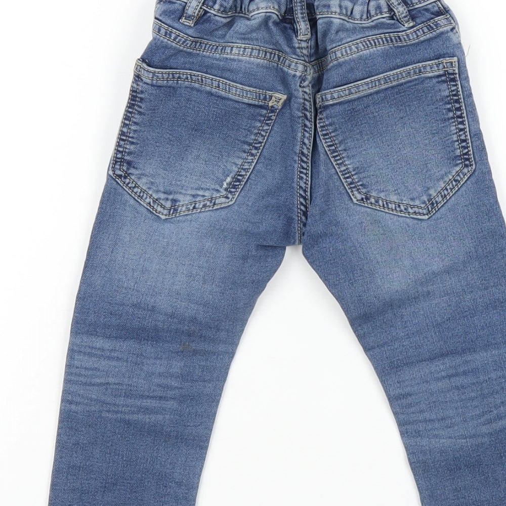 NEXT Boys Blue Cotton Skinny Jeans Size 3 Years Regular Zip