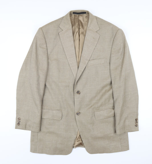 Marks and Spencer Mens Beige Wool Jacket Blazer Size 40 Regular