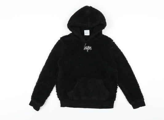 Hype Boys Black Polyester Pullover Hoodie Size 11-12 Years Pullover