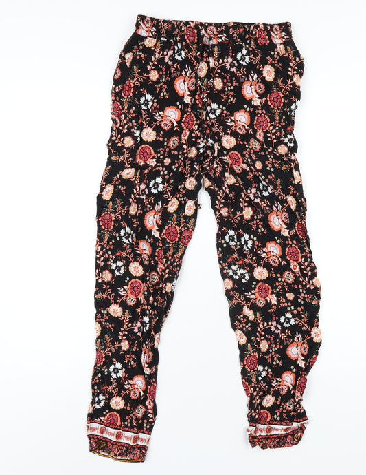 New Look Womens Multicoloured Floral Viscose Sweatpants Trousers Size 10 L29 in Regular