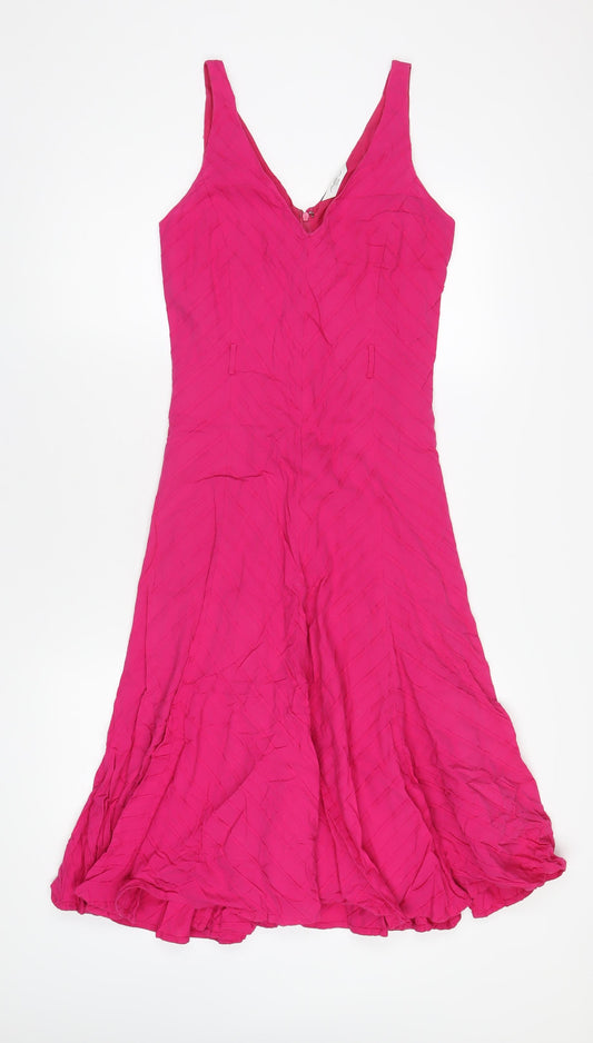 New Look Womens Pink Cotton A-Line Size 10 V-Neck Zip