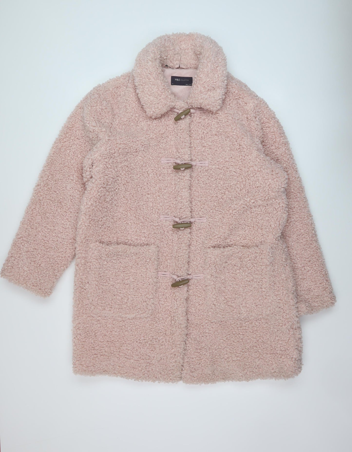 Marks and Spencer Womens Pink Overcoat Coat Size 16 Button