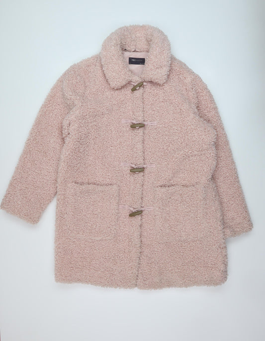 Marks and Spencer Womens Pink Overcoat Coat Size 16 Button