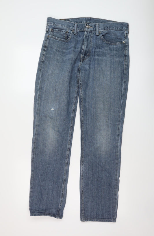 Levi's Mens Blue Cotton Straight Jeans Size 32 in L31 in Regular Button