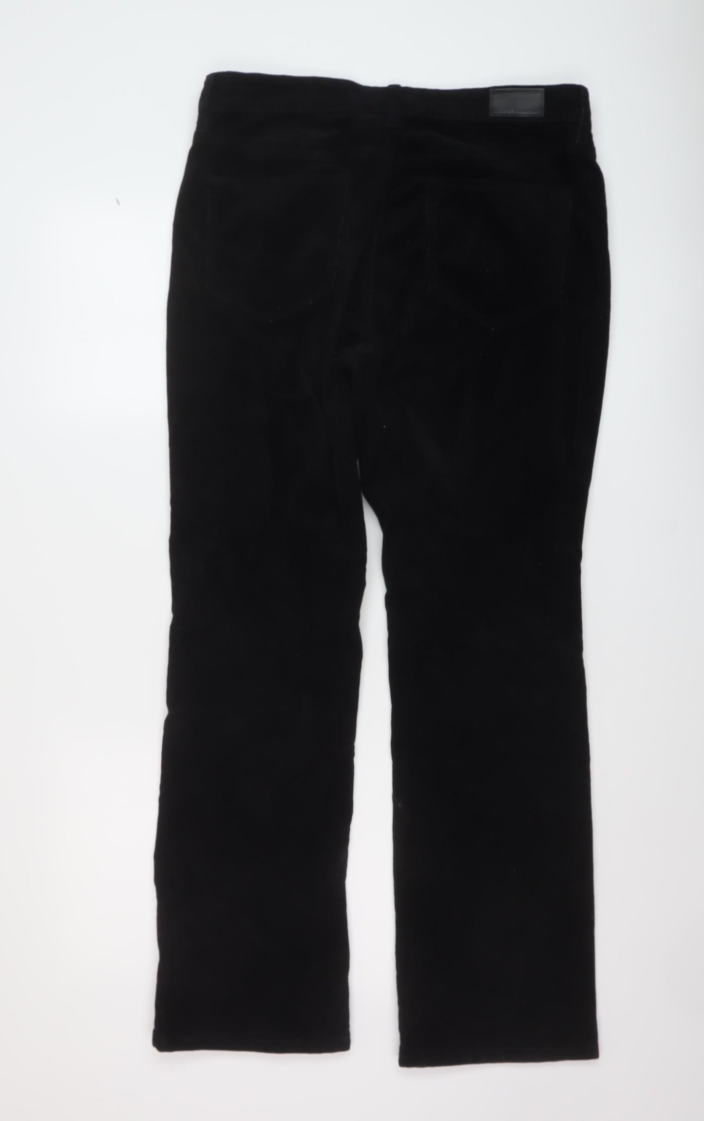 Land's End Womens Black Cotton Trousers Size 14 L30 in Regular Button