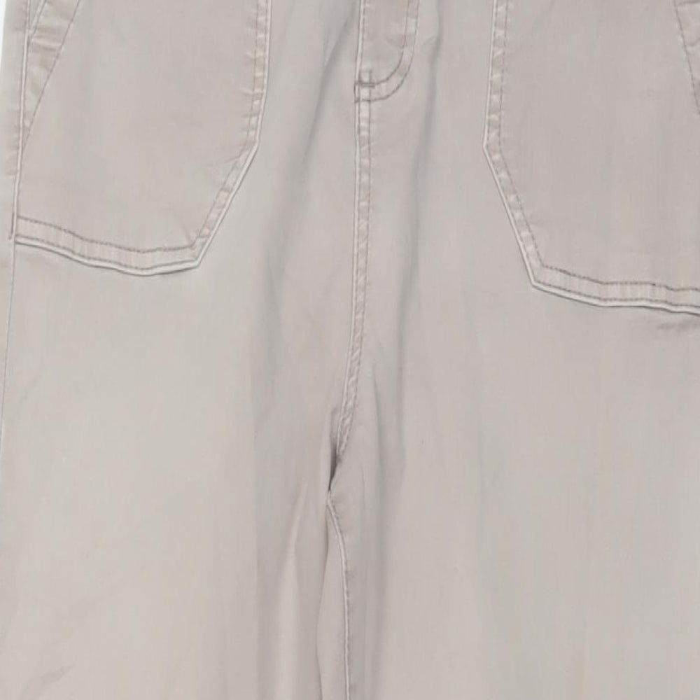 Marks and Spencer Womens Beige Cotton Jogger Trousers Size 14 L29 in Regular Button