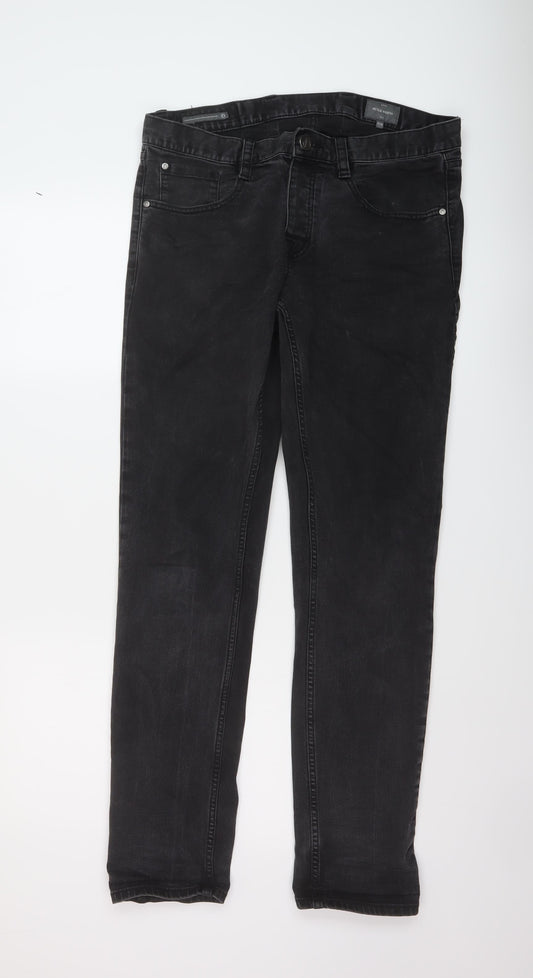 Peter Werth Mens Grey Cotton Straight Jeans Size 32 in L30 in Regular Button