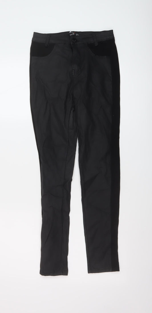 Daysie Womens Black Cotton Trousers Size 8 L27 in Regular Button