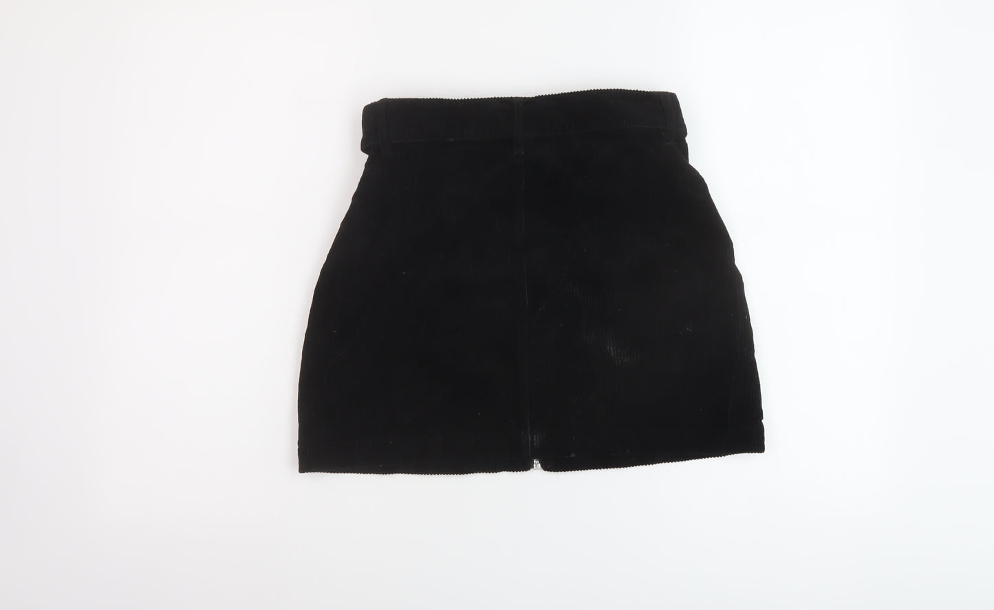 Topshop Womens Black Cotton Mini Skirt Size 6 Zip