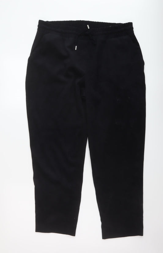 Bonmarché Womens Black Polyester Trousers Size 16 L27 in Regular Drawstring