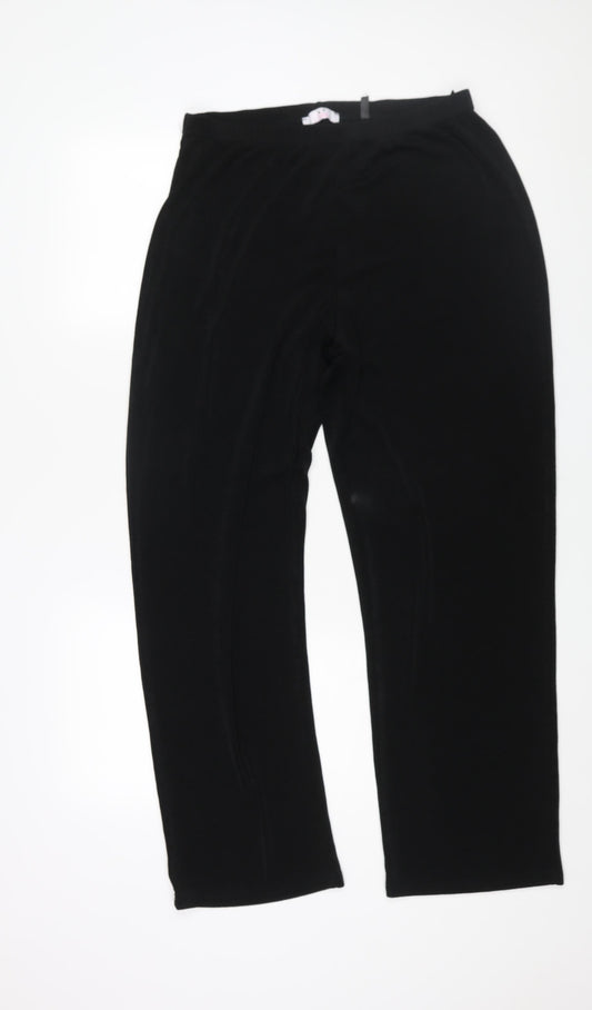 Julipa Womens Black Polyester Trousers Size 18 L30 in Regular - Elasticated Waist